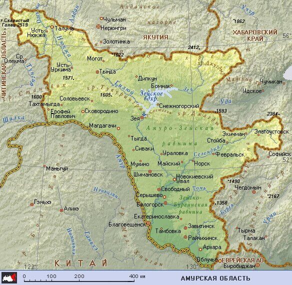 The map of the Amur region